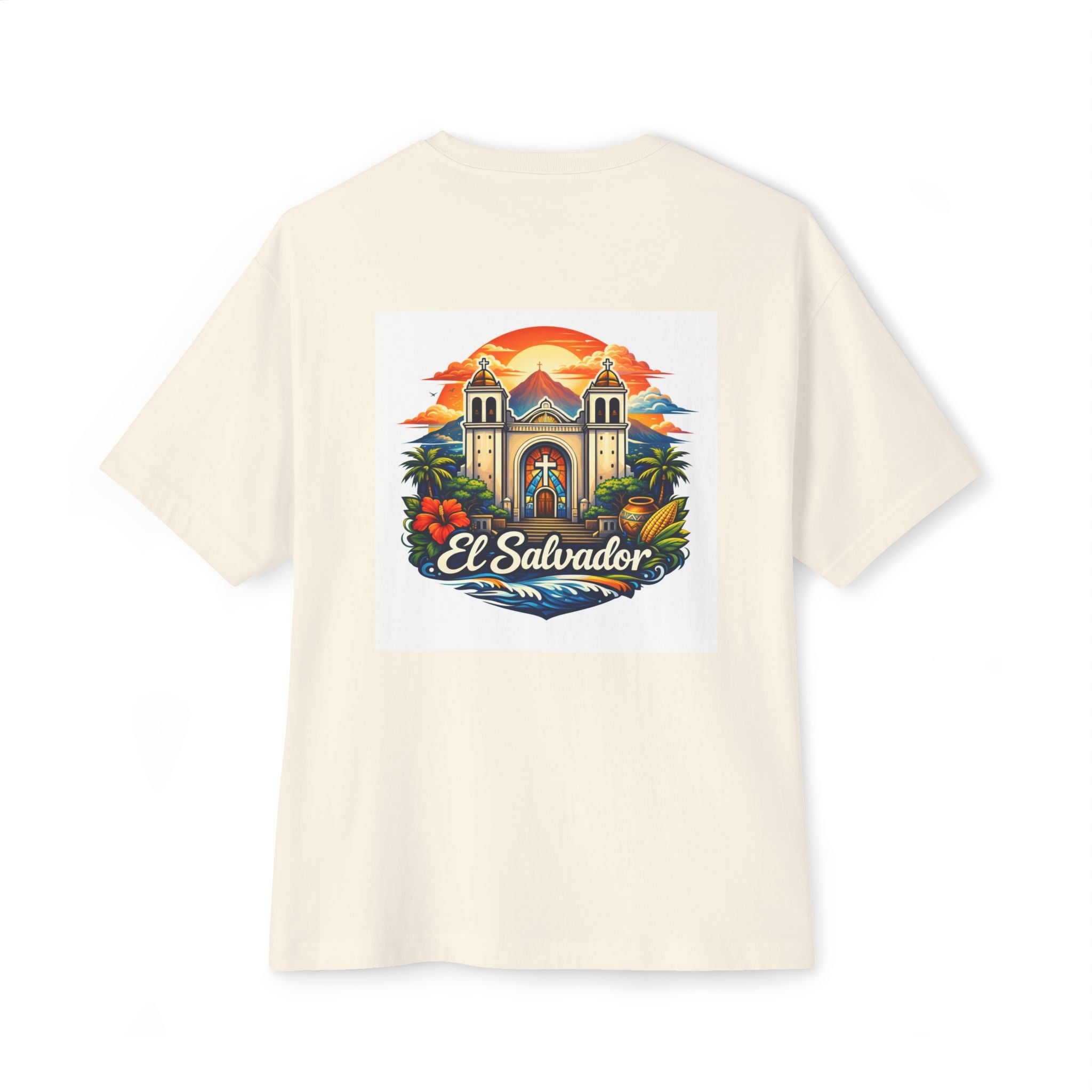 El Salvador Vintage Travel Tee — Retro Cathedral Sunset Graphic Shirt