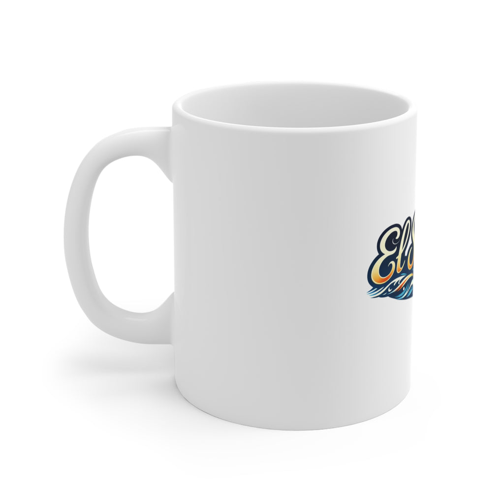 El Salvador Script Wave Mug — 11oz Travel Coffee Cup, Tropical Surf Souvenir