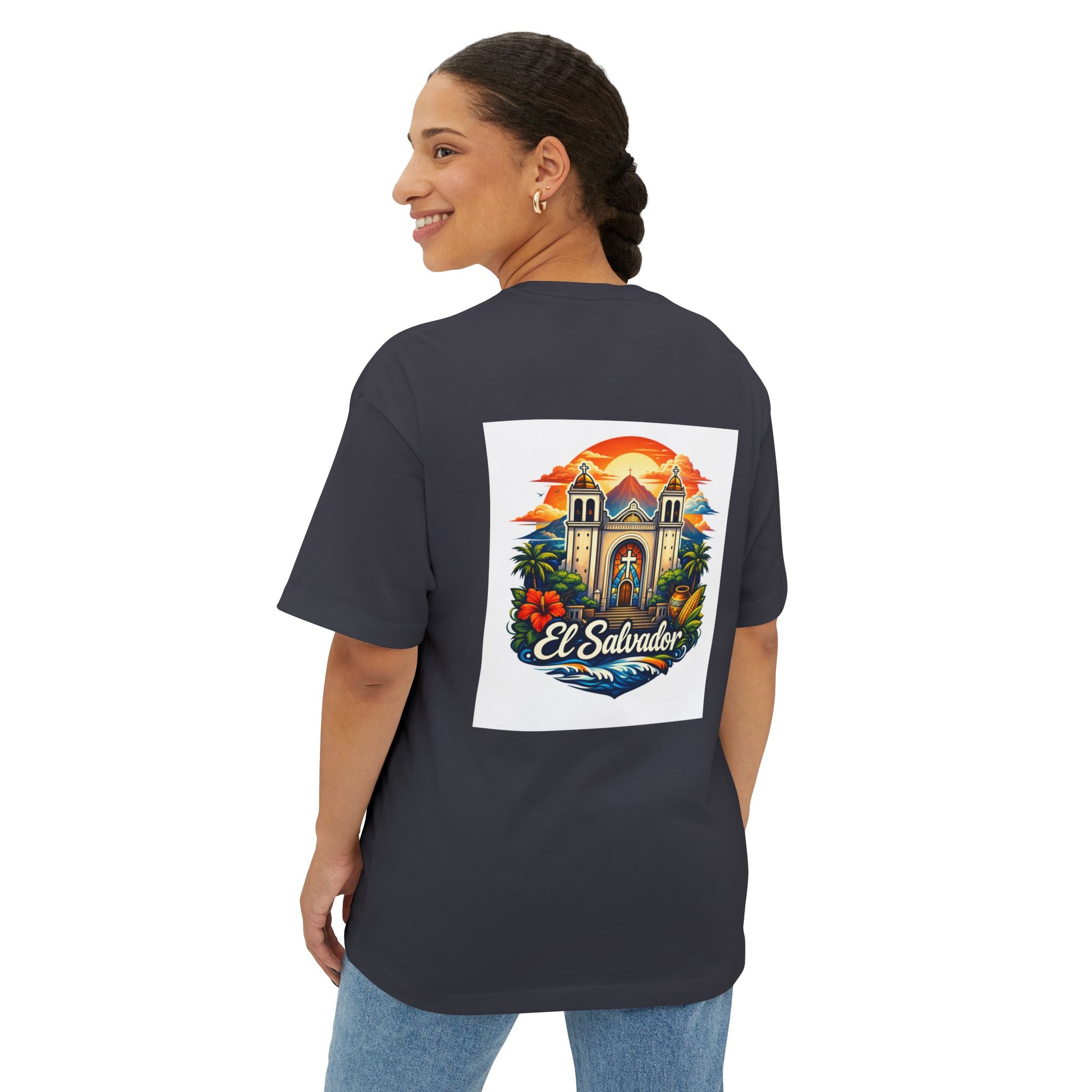 El Salvador Vintage Travel Tee — Retro Cathedral Sunset Graphic Shirt
