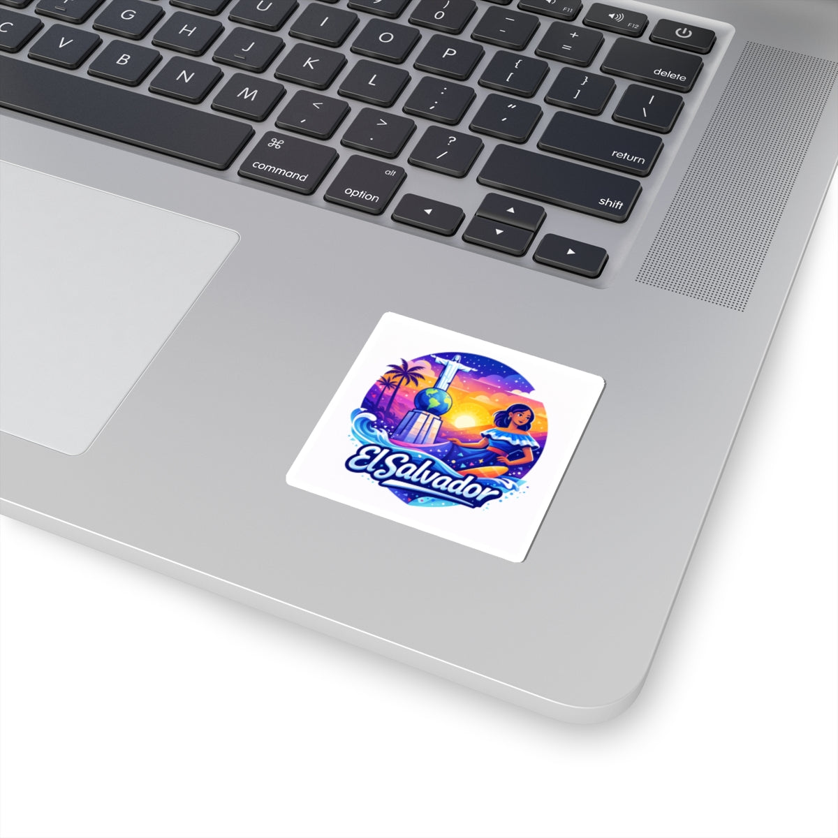 El Salvador Travel Sticker — Colorful Sunset Monument Design