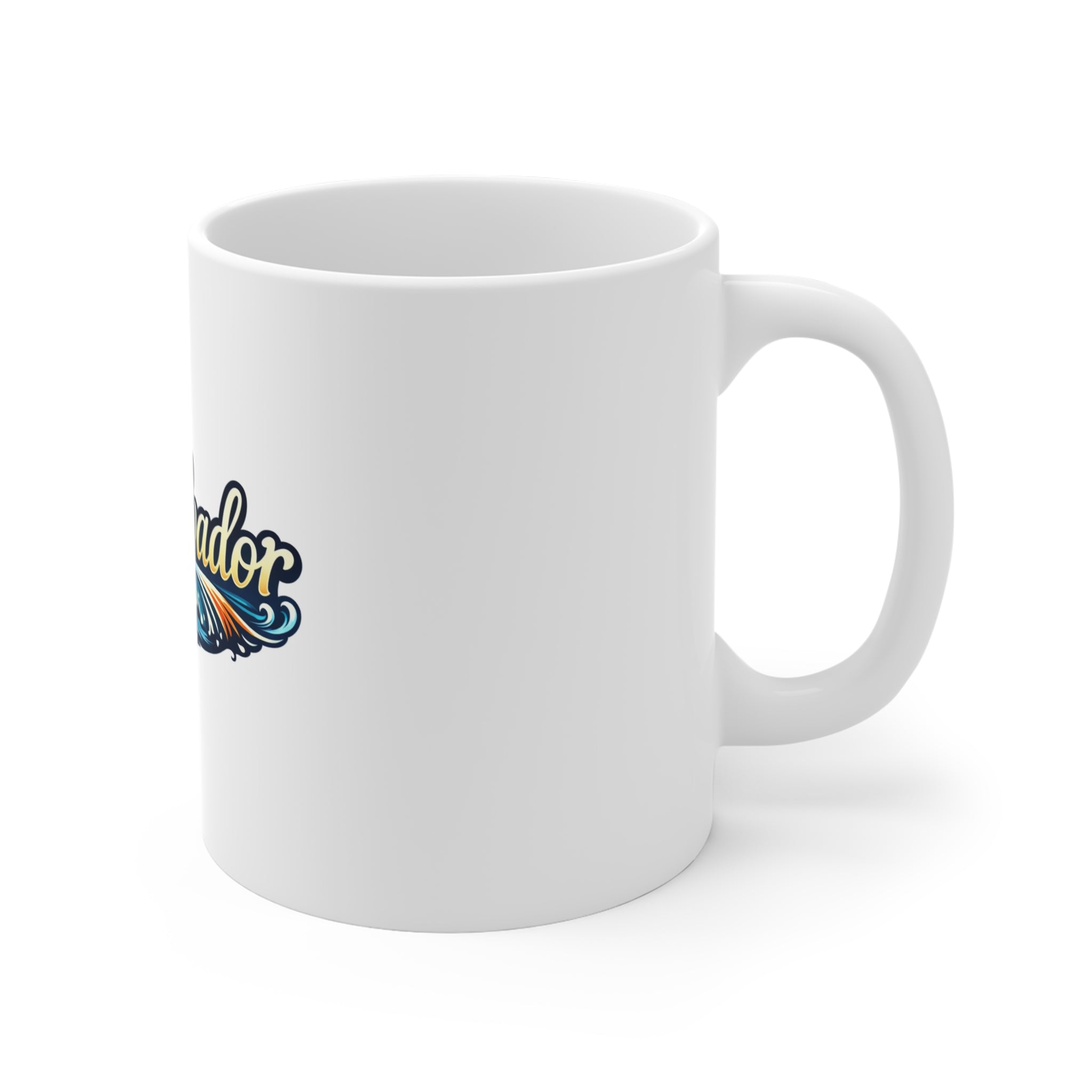 El Salvador Script Wave Mug — 11oz Travel Coffee Cup, Tropical Surf Souvenir
