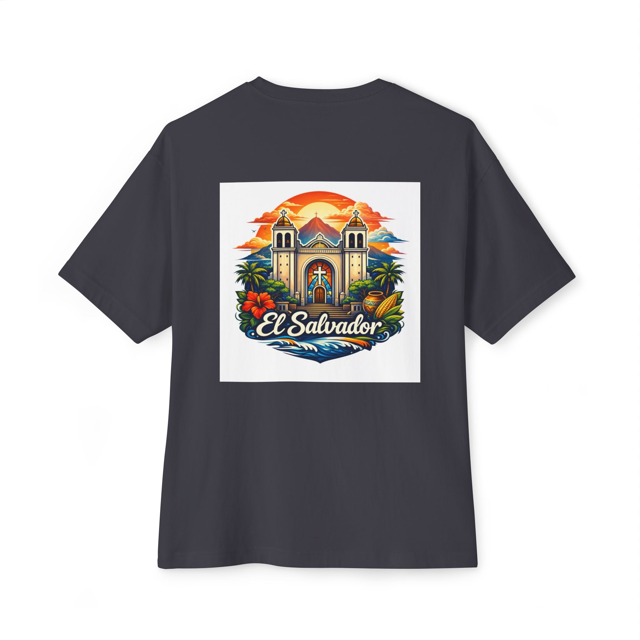 El Salvador Vintage Travel Tee — Retro Cathedral Sunset Graphic Shirt
